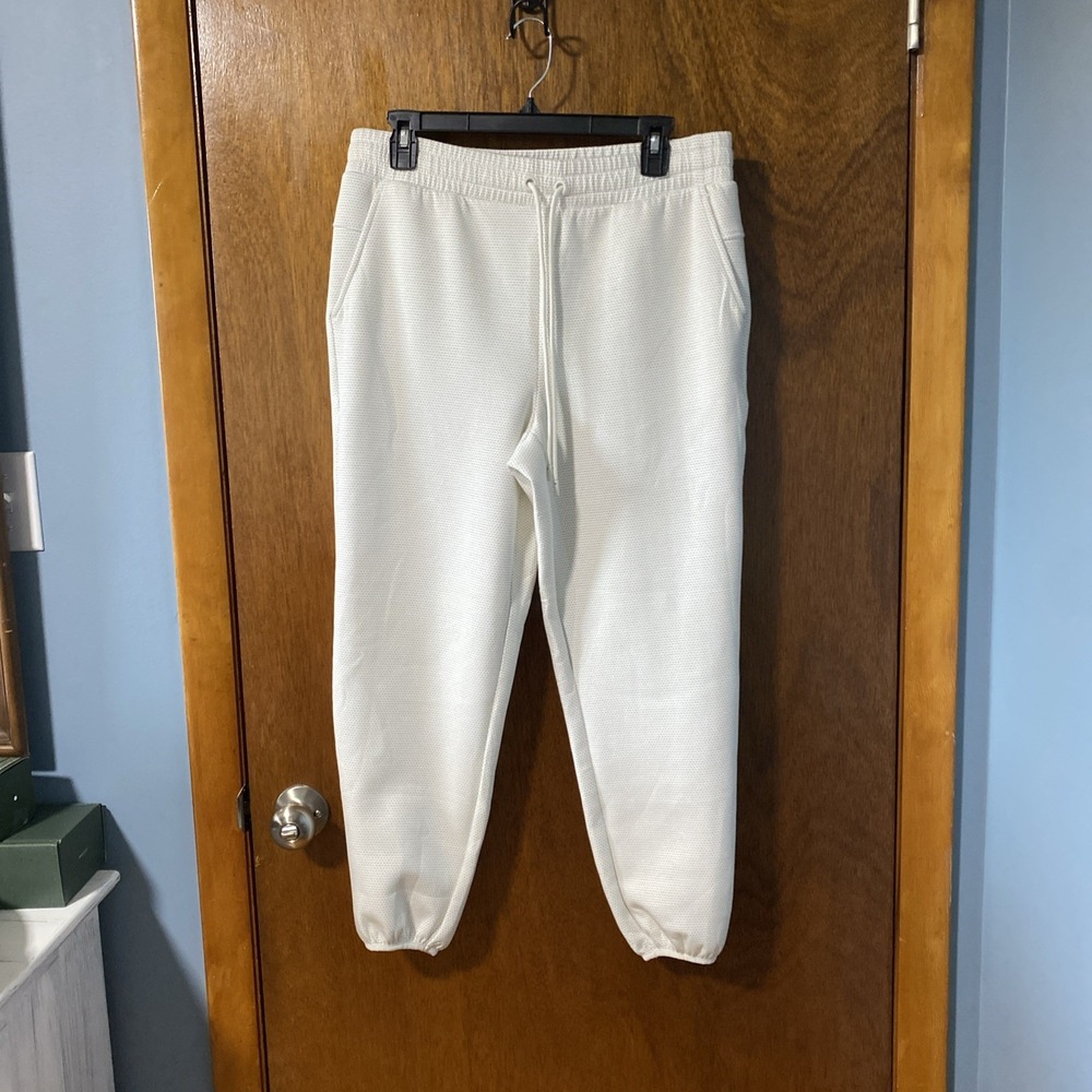 T By Talbots Travel Capsules Air Knit Stretch Pants White Geometric PM NWT